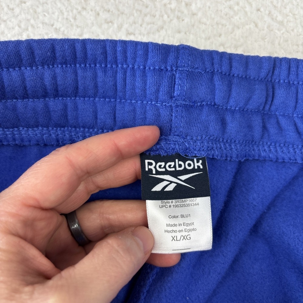 NEW REEBOK Mens Fleece Joggers Sweatpants XL Blue Athletic Pants Tapered Stretch - Picture 4 of 13
